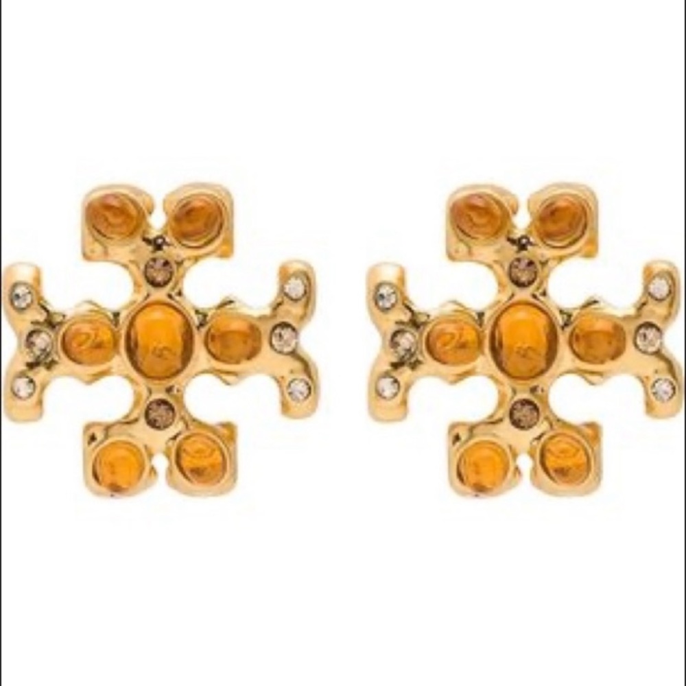 tory  Burch gorgeous golden  crystal stud earrings